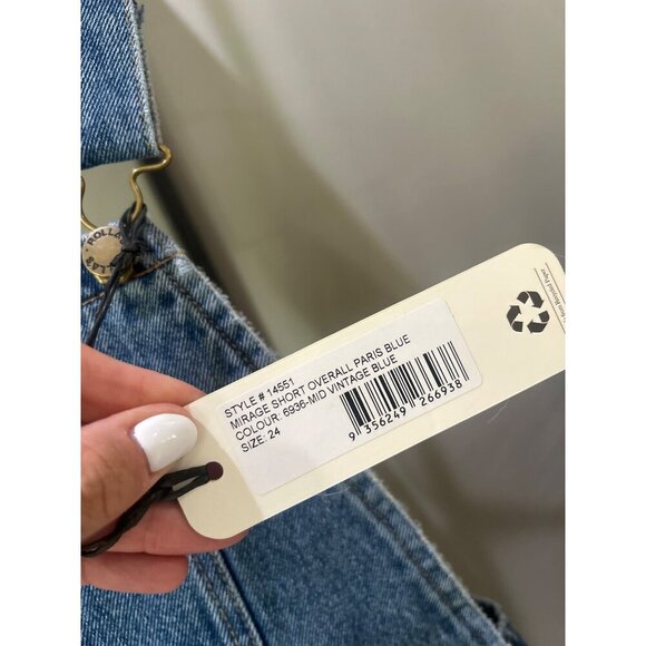 Rolla's Mirage High Waist Overall Shorts Mid Vintage Blue Womens Size 24 - Picture 9 of 10